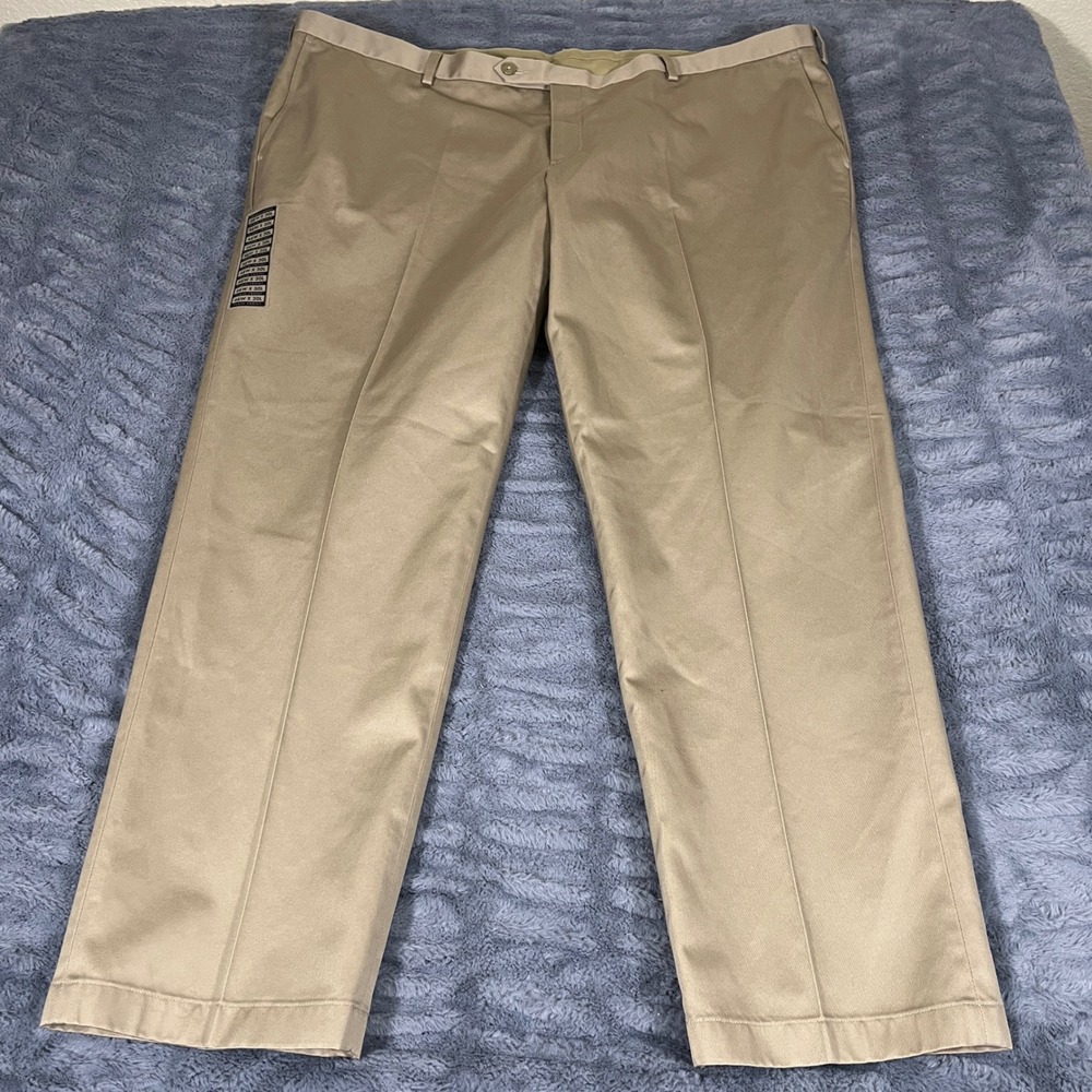 Jos A Bank Travelers Collection Mens Khaki Chino Pants 46x30 Non-Iron Cotton NEW